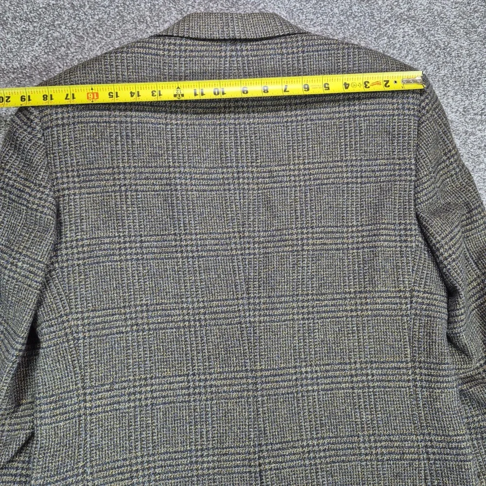 E. Thomas Nordstrom Wool Cashmere Blazer Mens 38R Brown Glen Plaid Sport Coat